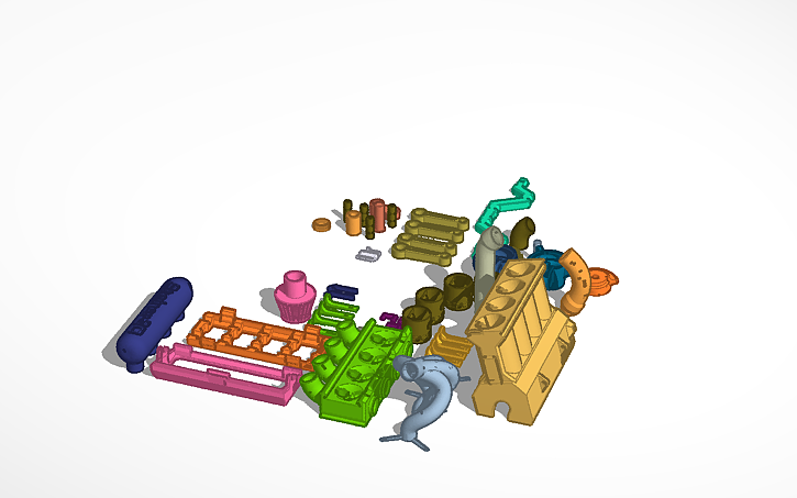 3D design inline 4 parts - Tinkercad