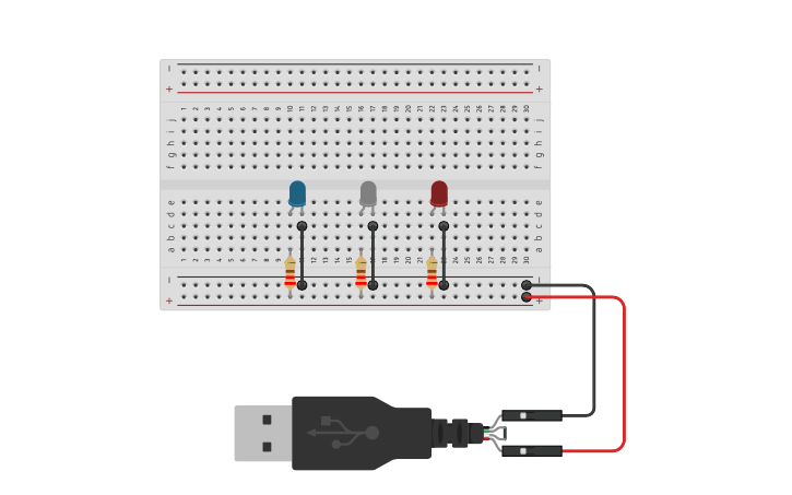 Circuit design Blinking LEDS - Tinkercad