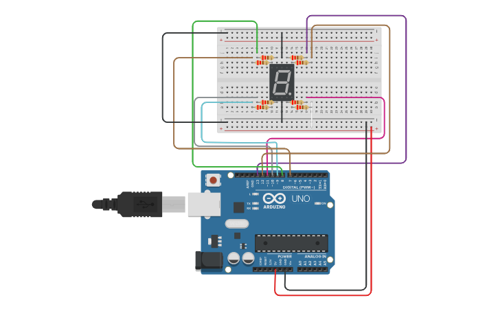 Circuit design 7 segment led letters a geeft a weer enzv - Tinkercad