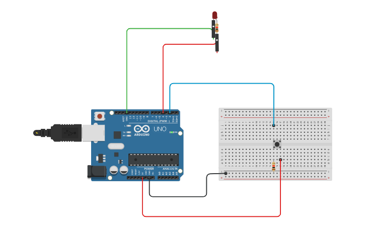 Push Button Control Led Using Arduino Circuit design Control LED With Push Button using Arduino - Tinkercad