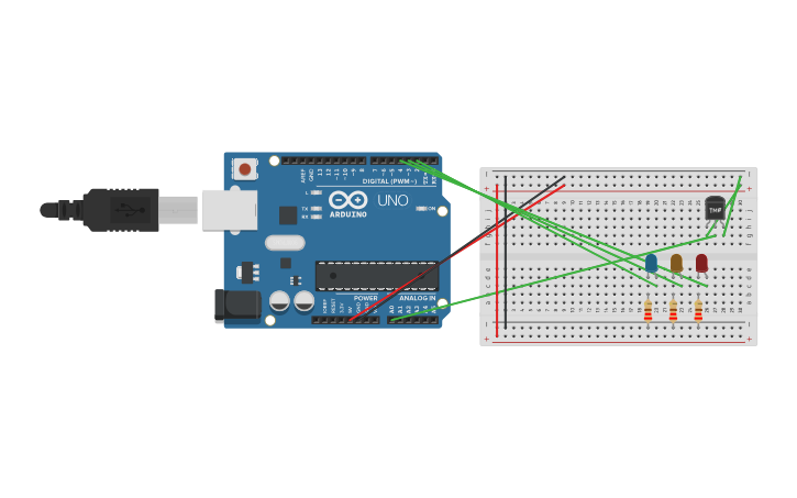 Circuit design Temperature meter - Tinkercad