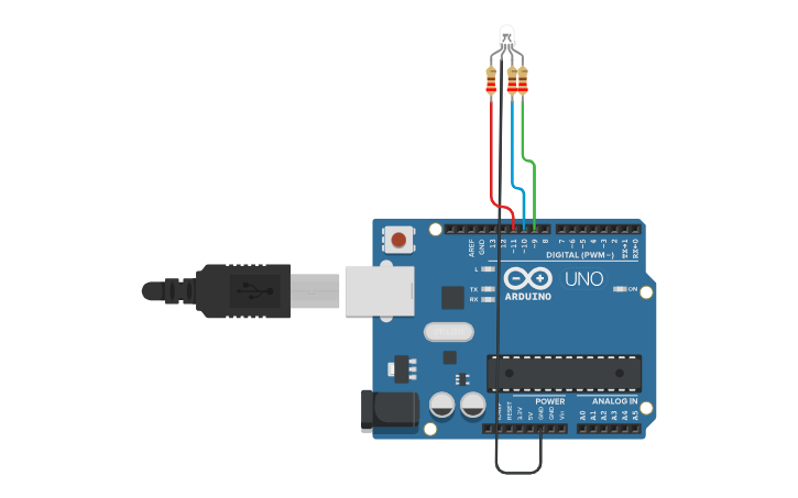 Circuit design RGB-LED Using Arduino - Tinkercad