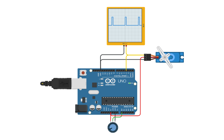 Circuit design Servo Pot Control - Tinkercad