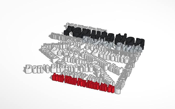 3D design reputation Tracklist - Taylor Swift - Tinkercad