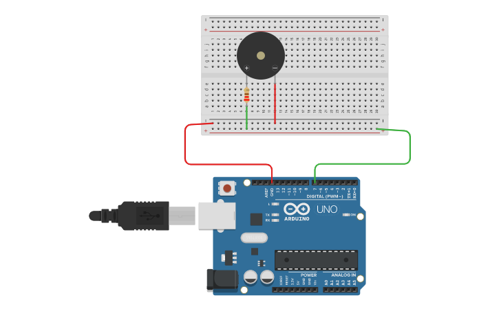 Circuit design Interfacing buzzer with Arduino Board - Tinkercad