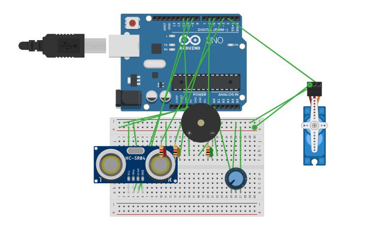 Circuit design Arduino construction zone project - Tinkercad