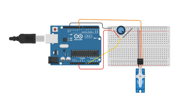 Circuit design TUTO · Servomoteur FS5106R - Tinkercad