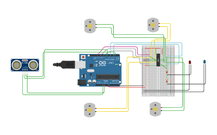 Circuit design Arduino Car simulator Base - Tinkercad