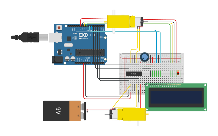 Lcd Inversion Circuit design Inversion giro motor VCD L293D LCD TK - Tinkercad