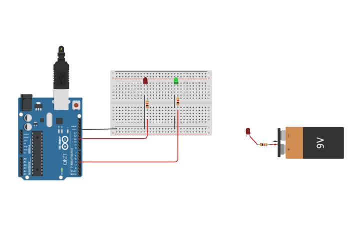 Circuit design Blinking LED Lights - Tinkercad