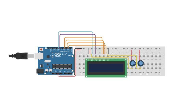 Circuit design Display de LCD - Tinkercad