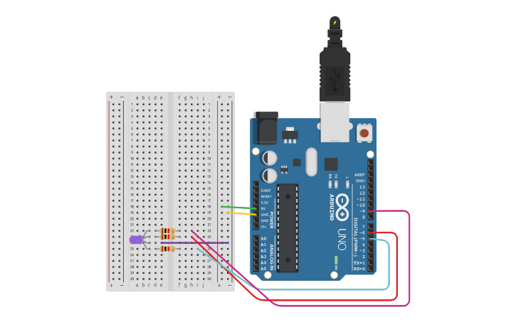 Circuit design LED RGB - Tinkercad