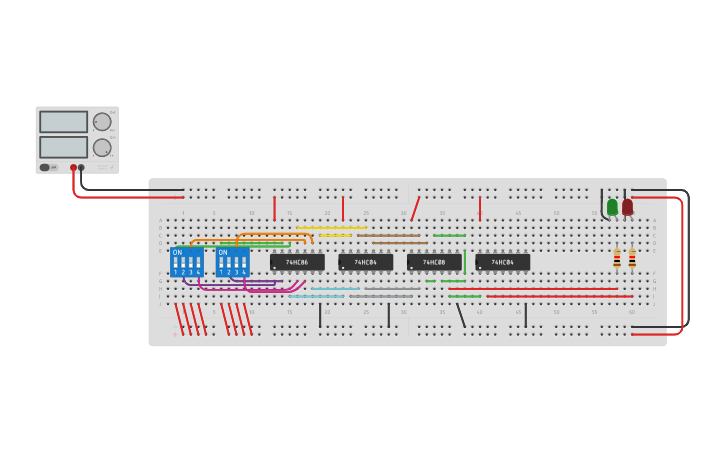 Circuit design Ex1 AV1 Comparador de 4 bits - Tinkercad