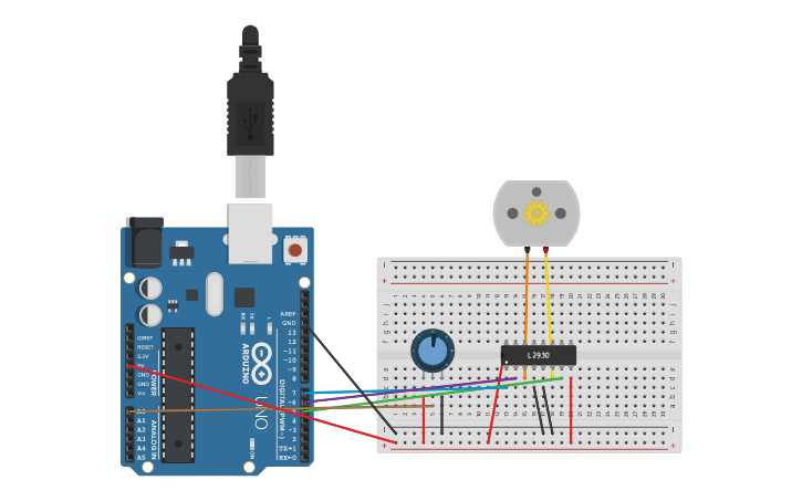 Circuit design speed of motor - Tinkercad