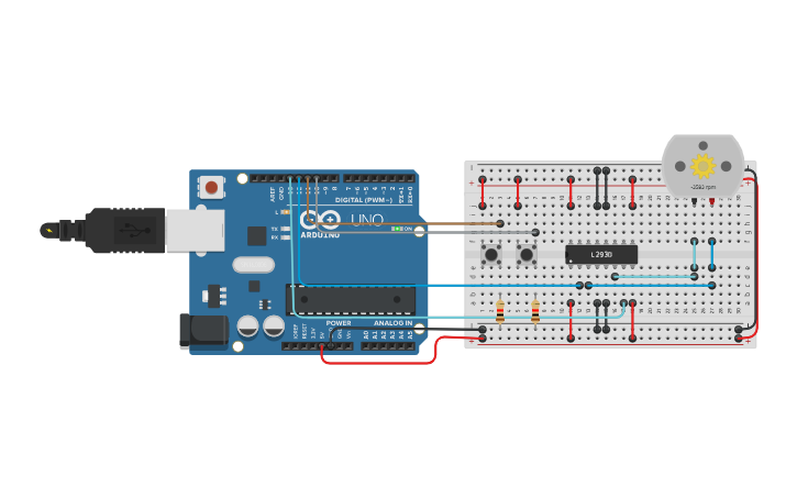 Push Button Start Forward Reverse Circuit design forward reverse motor control with push button - Tinkercad
