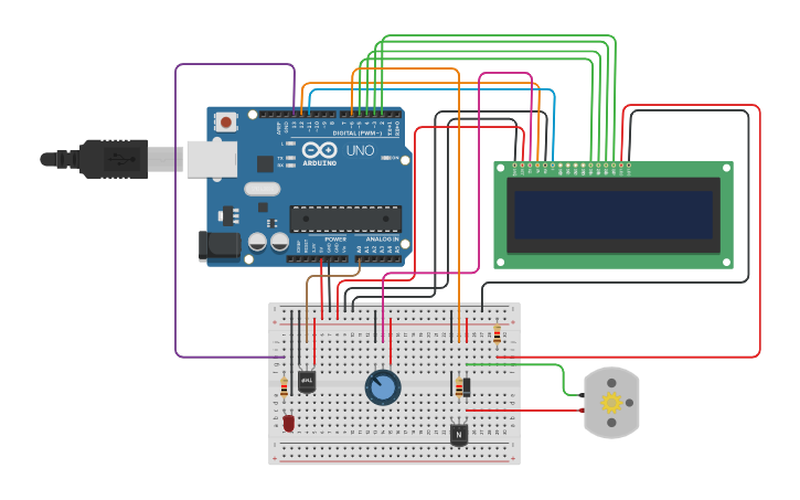 Circuit design Automatic room temperature control system - Tinkercad