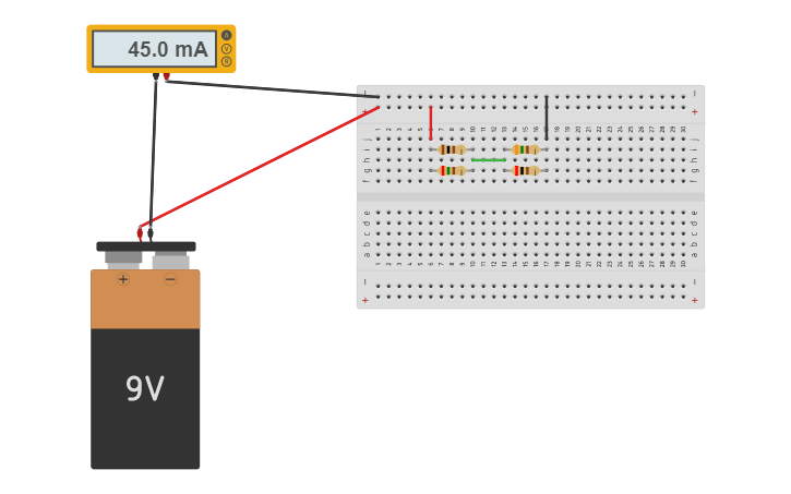 Circuit design series-parallel circuit - Tinkercad