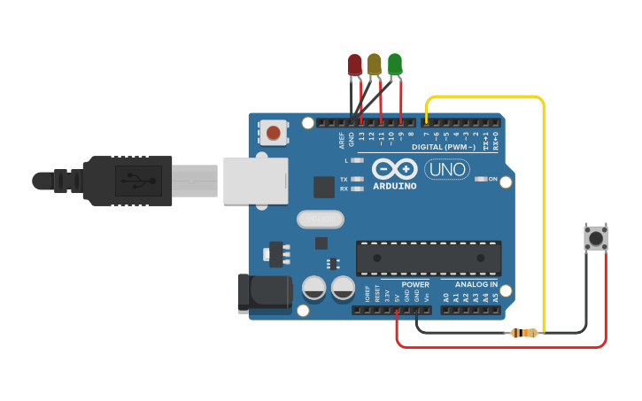 Circuit design Using Button - Tinkercad