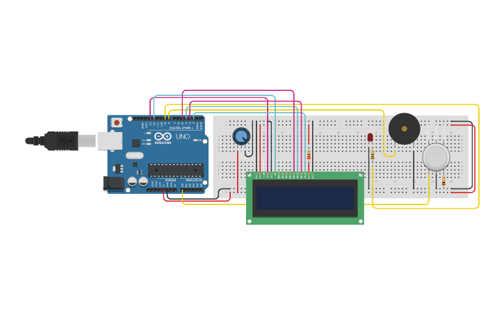 Circuit design Projeto arduino com sensor de gás - Tinkercad