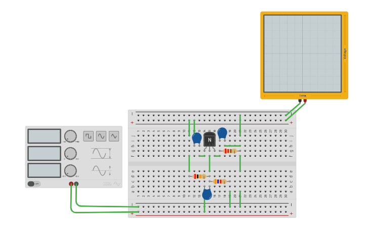 Circuit design Transistor as a Amplifier - Tinkercad