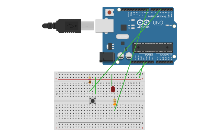 Circuit design BUTON-LED - Tinkercad