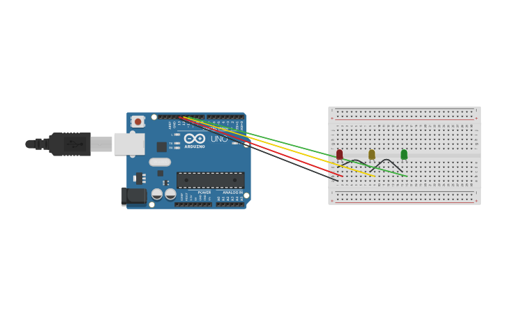Circuit design Circuito básico con Arduino y leds - Tinkercad