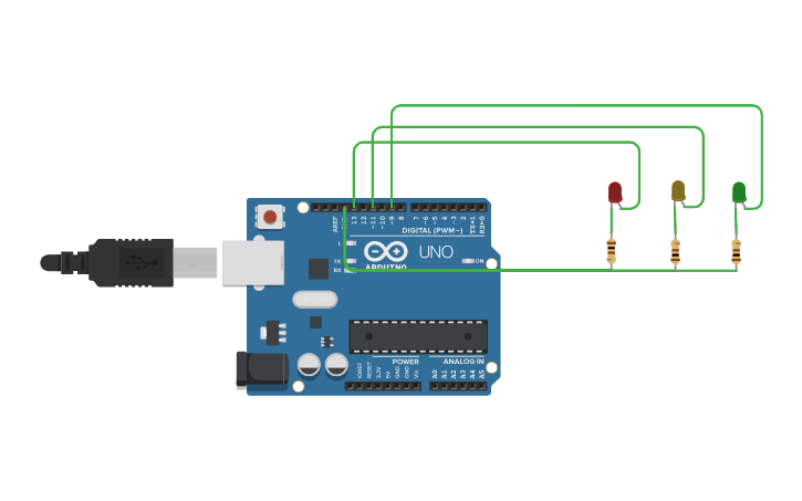 Circuit design Arduino con luces led - Tinkercad