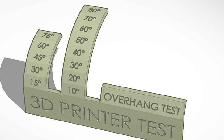 3D design overhang test - Tinkercad