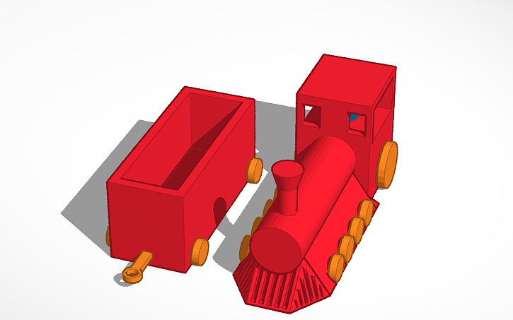 3D design Redeveloped Train with Carriage - Tinkercad
