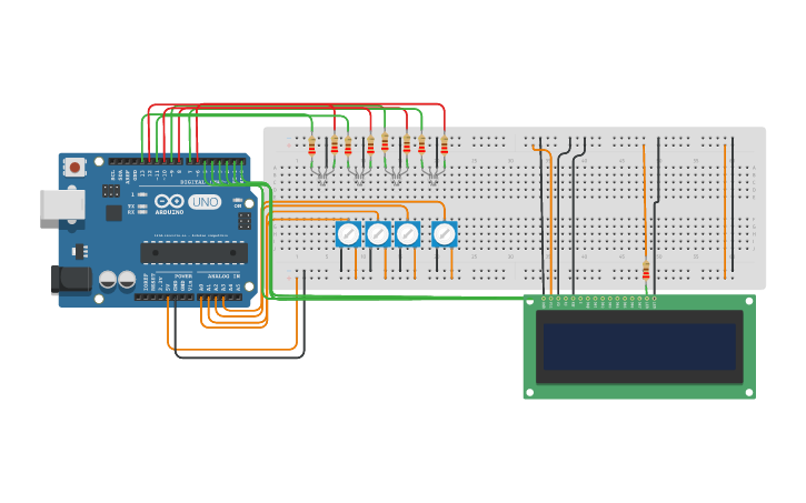Circuit design projeto LCD - Tinkercad