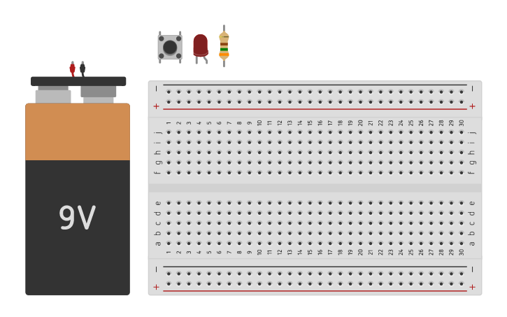 Circuit design Lesson 1 - Blinking LED w/ Button - Tinkercad