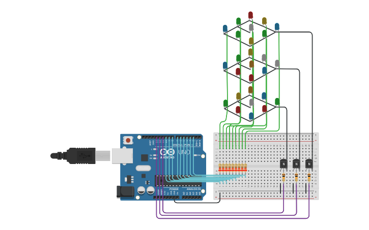 Circuit design CUBO DE LED - Tinkercad