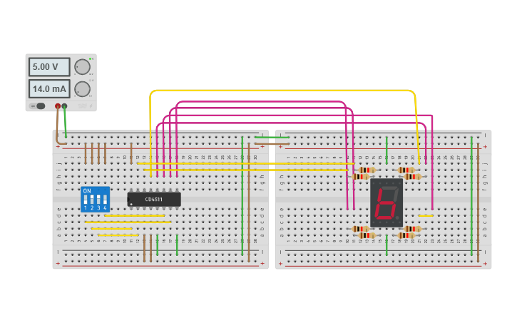 Circuit design 7 segment - Tinkercad