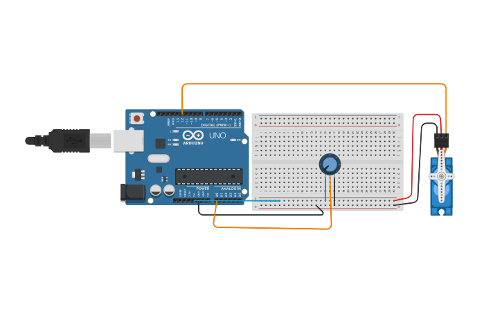 Circuit design servometer using potentiometer - Tinkercad