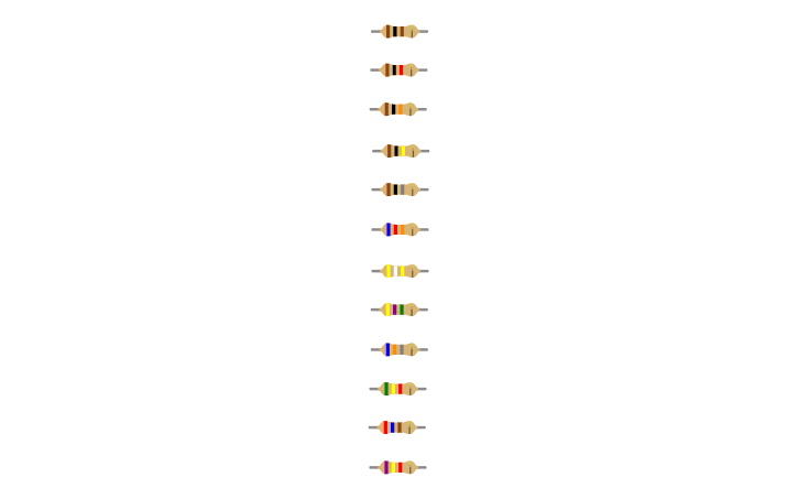 Circuit design Resistor Color Codes - Tinkercad