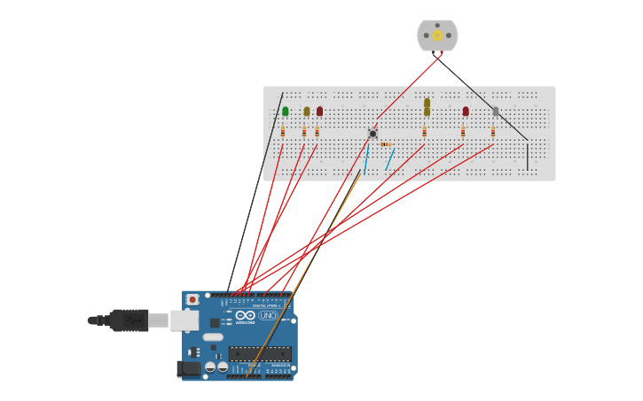 Circuit design feu rouge particulier arduino - Tinkercad