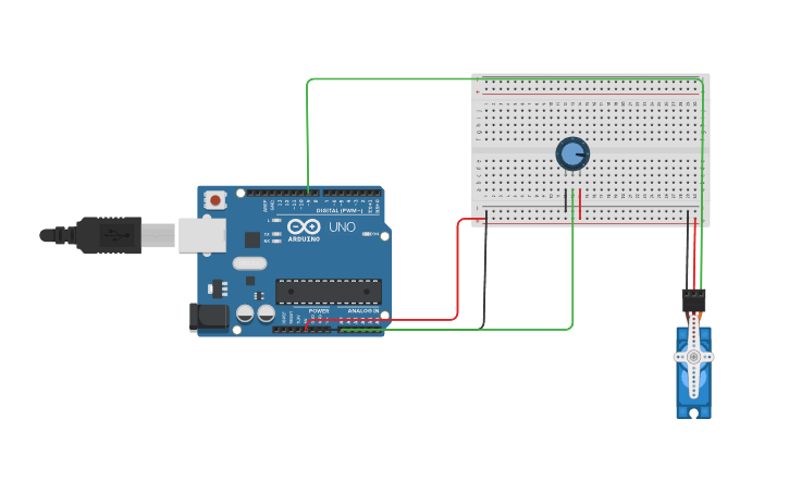 Circuit design Servo Motor using Potentiometer - Tinkercad
