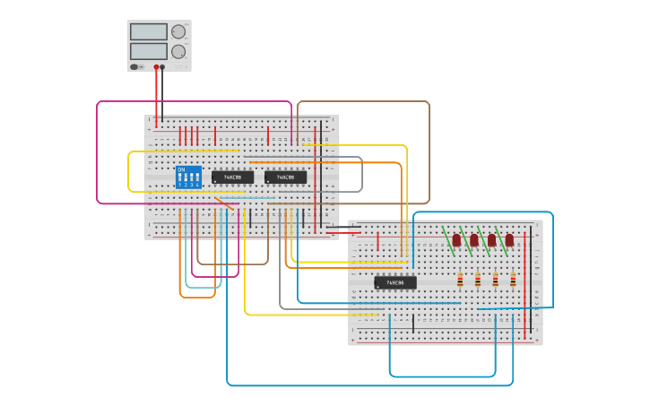 Circuit design 2*2 Multiplier - Tinkercad