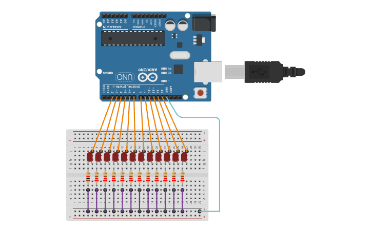 Circuit design Secuencia de Leds con Arduino - Tinkercad