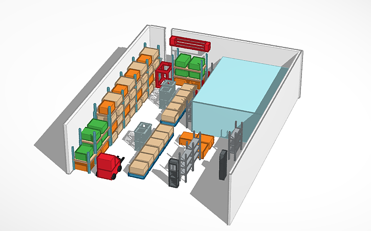3D design 1a.Front-Back Racking Warehouse Layout - Tinkercad