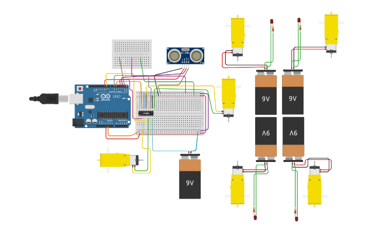 Circuit design carro control remoto - Tinkercad