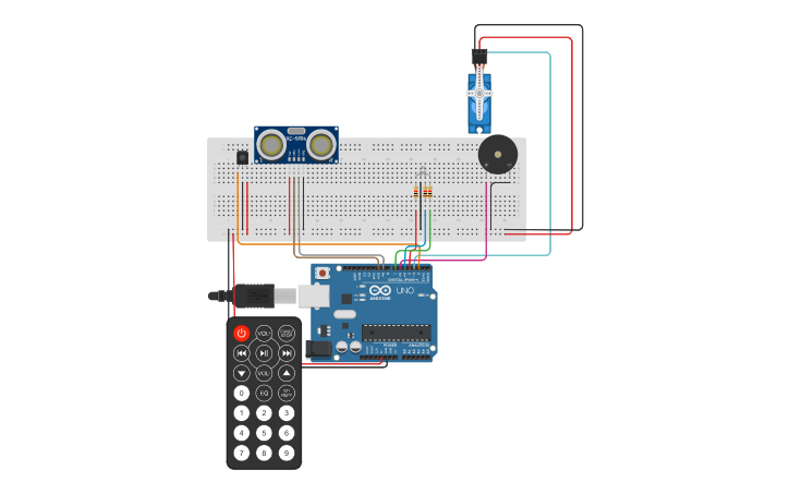 Circuit design GROUP 5: AutoSecure: Smart Gate and Alert System - Tinkercad