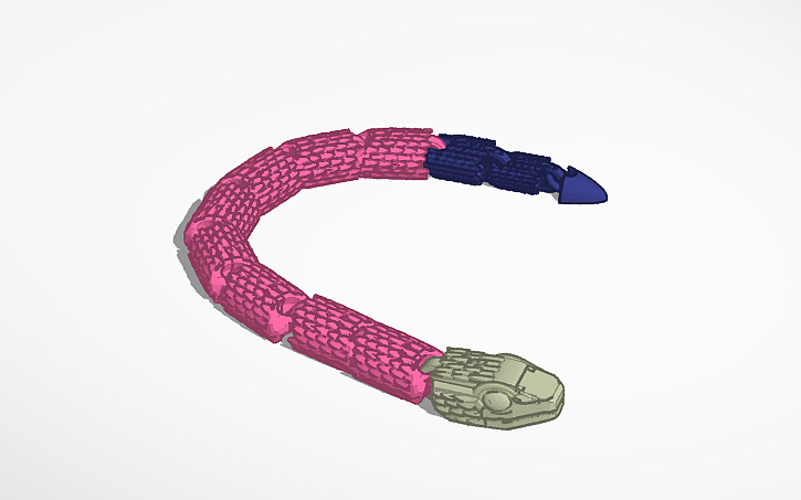 3D design Long Snake (ALL PARTS) - Tinkercad