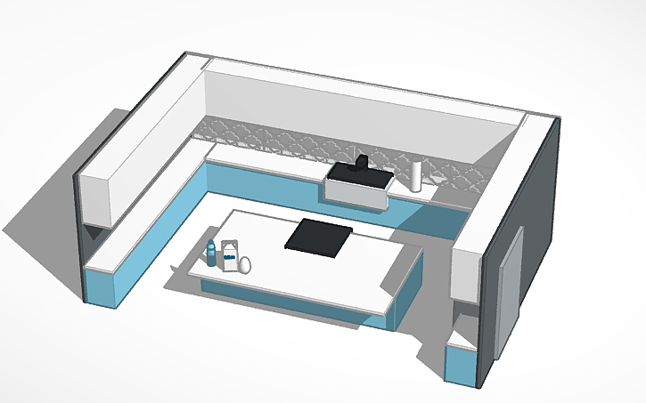 3D design Beautiful Blue Kitchen Design - Tinkercad