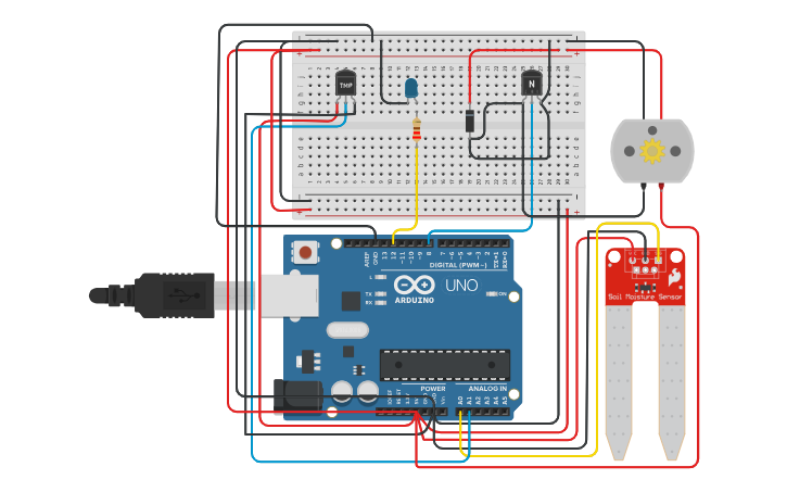 Arduino Pertanian Circuit design Alat Penyiram Tanaman Otomatis Berbasis Arduino - Tinkercad