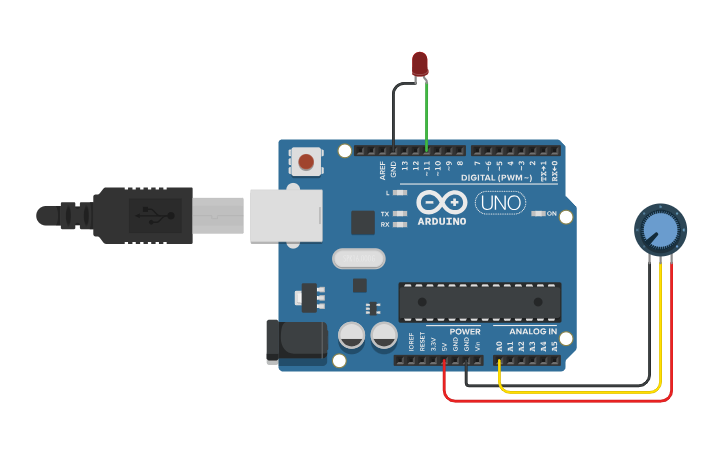 Circuit design Arduino: PWM. analogWrite() function - Tinkercad