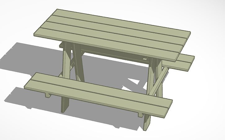 3D design Outdoor Bench Table - Tinkercad