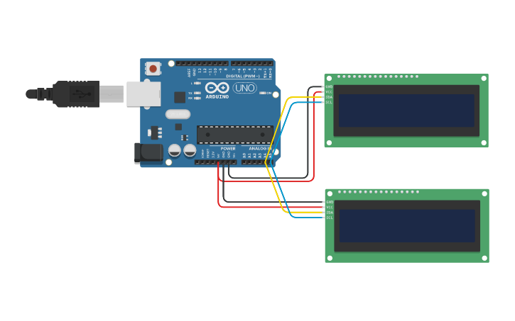 Circuit design Display LCD I2C - Tinkercad