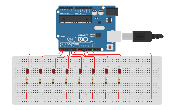 Circuit design Knight Rider - Tinkercad