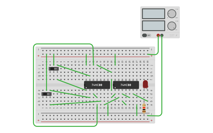 Circuit design XNOR Using NAND GATE - Tinkercad